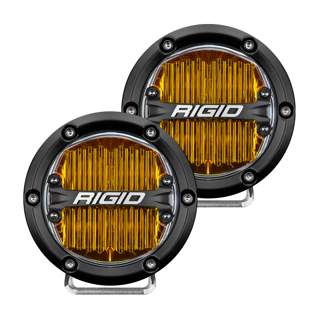 RIGID 360-Series 4 Inch Round SAE J583 Compliant Street Legal LED Fog Light Selective Yellow Pair