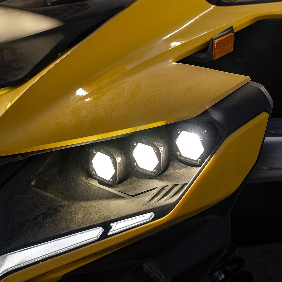 Can-Am Maverick R Triple S1 "Unlimited" Headlight Kit - Light Pattern: Multi-Pattern Laser Spot; Color: Clear