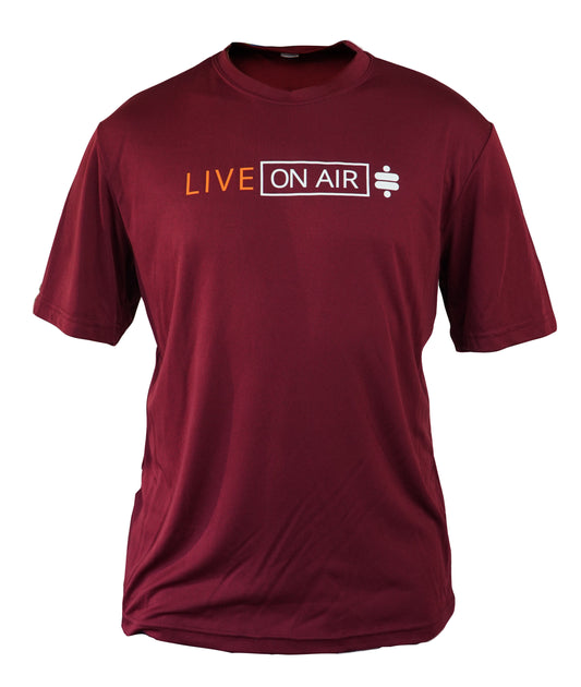 (XL) T-shirt - Live On Air Sport Tech T-Shirt - Red  X-Large.