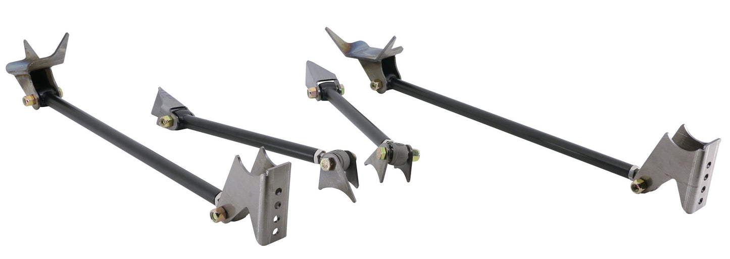 Triangulated Four Link Universal Weld-in With Black Powder Coated Bars.
