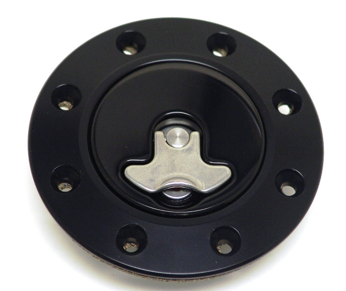 Billet Aluminum Gas Cap For 1962-1967 Nova Locking Anodized Black.