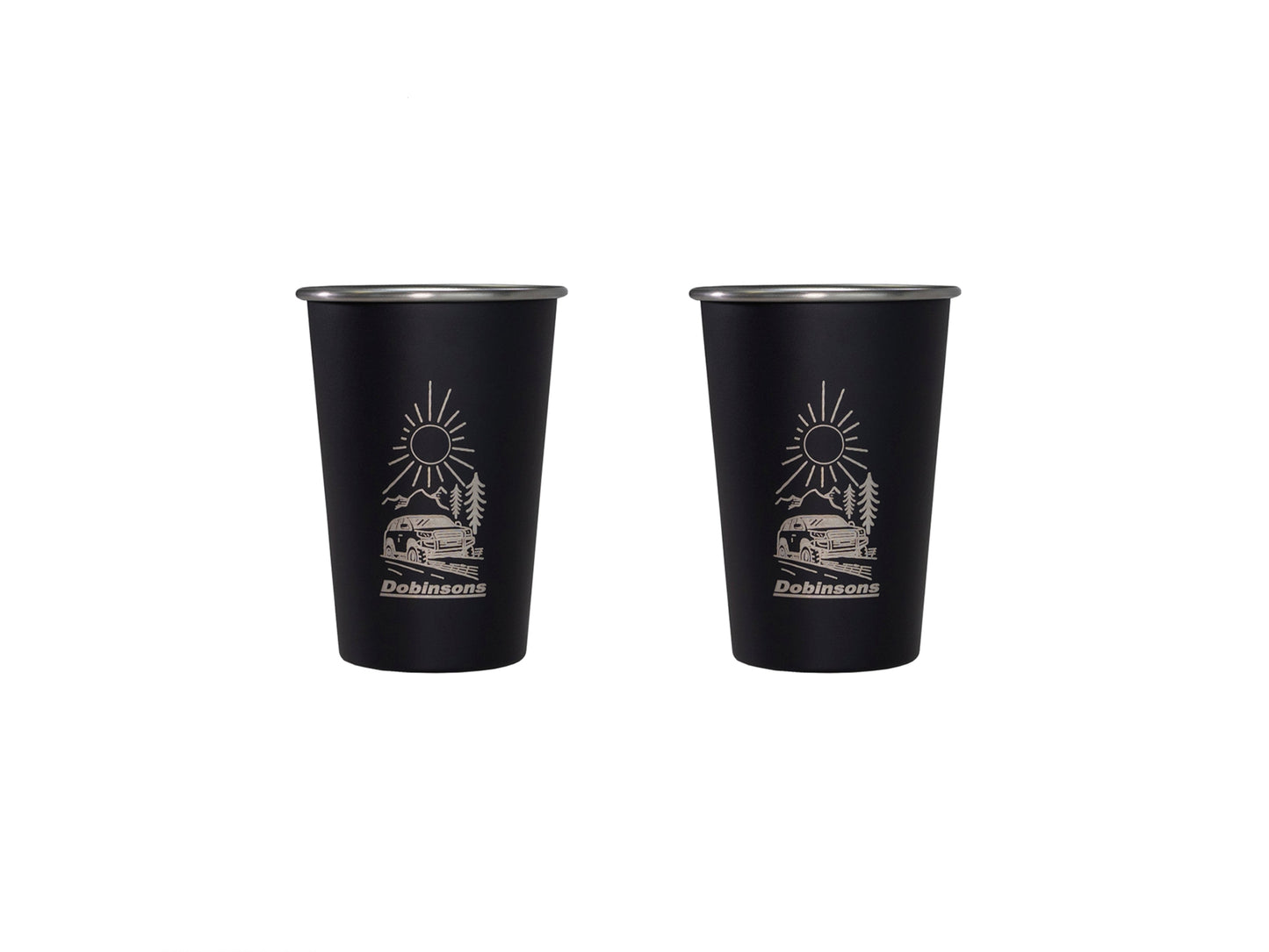 Dobinsons Stainless Steel Camping Cups (Pair) (PG00-2327)