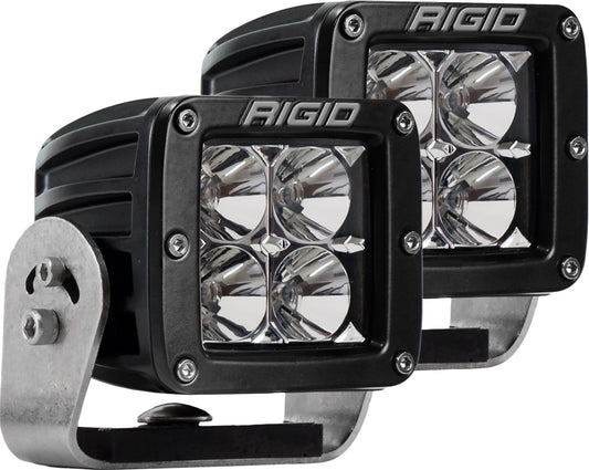 RIGID D-Series PRO LED Light Flood Optic Heavy Duty Black Housing Pair