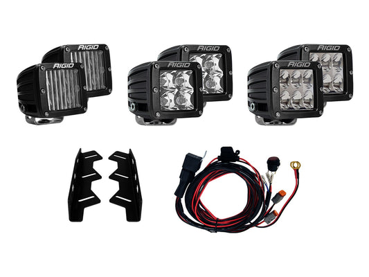 RIGID 2017-2020 Ford Raptor Fog Light Mount Kit Includes 6 D-Series LED Lights