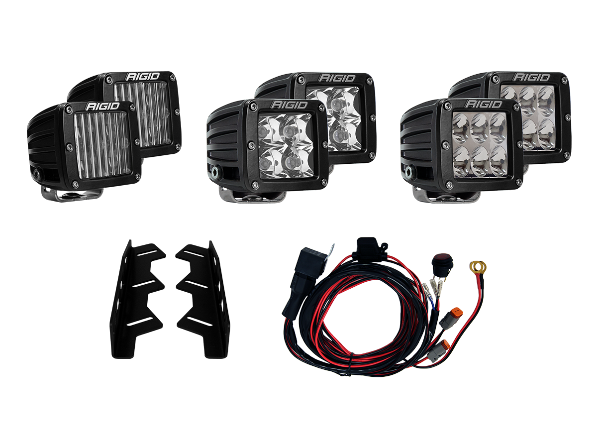 RIGID 2017-2020 Ford Raptor Fog Light Mount Kit Includes 6 D-Series LED Lights