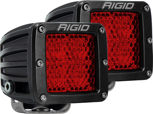 RIGID D-Series Rear Facing Light High/Low Red Diffused Surface Mount Pair