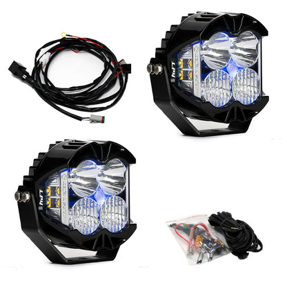 LP4 Pro LED Auxiliary Light Pod Pair - Light Pattern: Driving/Combo; Color: Clear; Backlight: Blue