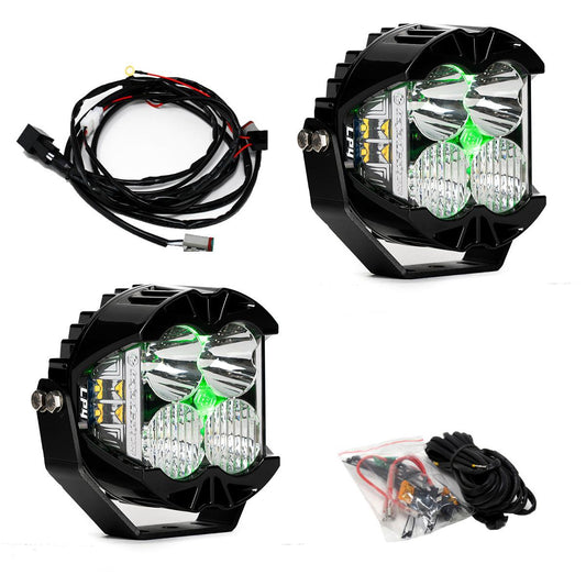 LP4 Pro LED Auxiliary Light Pod Pair - Light Pattern: Driving/Combo; Color: Clear; Backlight: Green