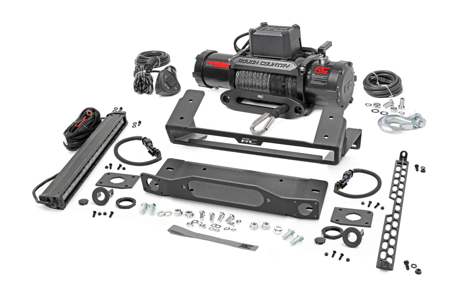 High Winch Mount - All Models - 9500S - 20 Inch Black Single Row LED - Ford Bronco (21-23)