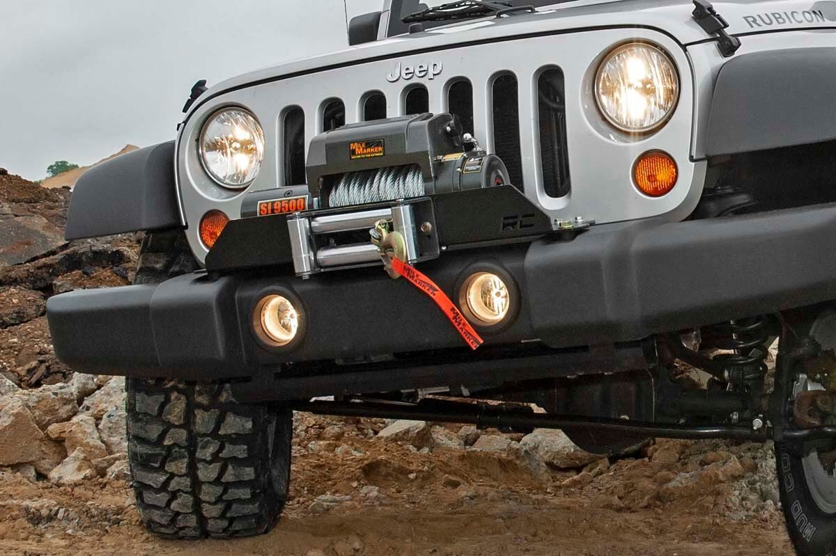 Rough Country Winch Mount Plate - Factory Bmpr - D-Rings - Jeep Wrangler JK (07-18)