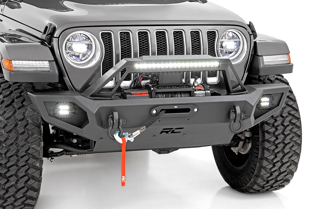 Rough Country Front Winch Bumper - Jeep Gladiator JT Wrangler 4xe Wrangler JK Wrangler JL