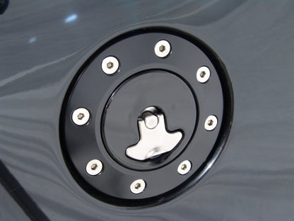 Billet Aluminum Gas Cap  Universal Fit  Locking  Anodized Black.