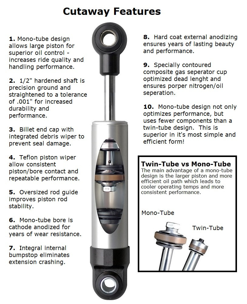 Rear HQ Shock Absorber With 8.35" Stroke With Eye/eye Mounting.