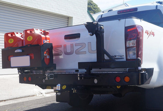 REAR BAR - ISUZU DMAX 2012-19 WITH SINGLE WHEEL CARRIER & DUAL JERRY CAN HOLDER