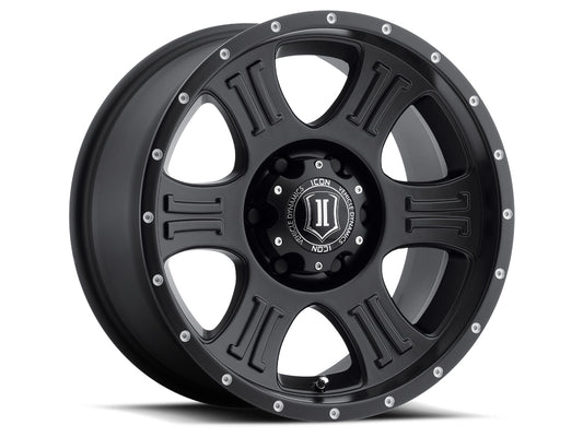 ICON ALLOYS SHIELD SAT BLK - 17 X 8.5 / 6 X 5.5 / 0MM / 4.75" BS