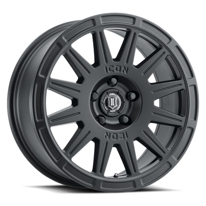 ICON ALLOYS RICOCHET SAT BLACK  - 17 X 8 / 5 X 4.5 / 38 MM / 6" BS